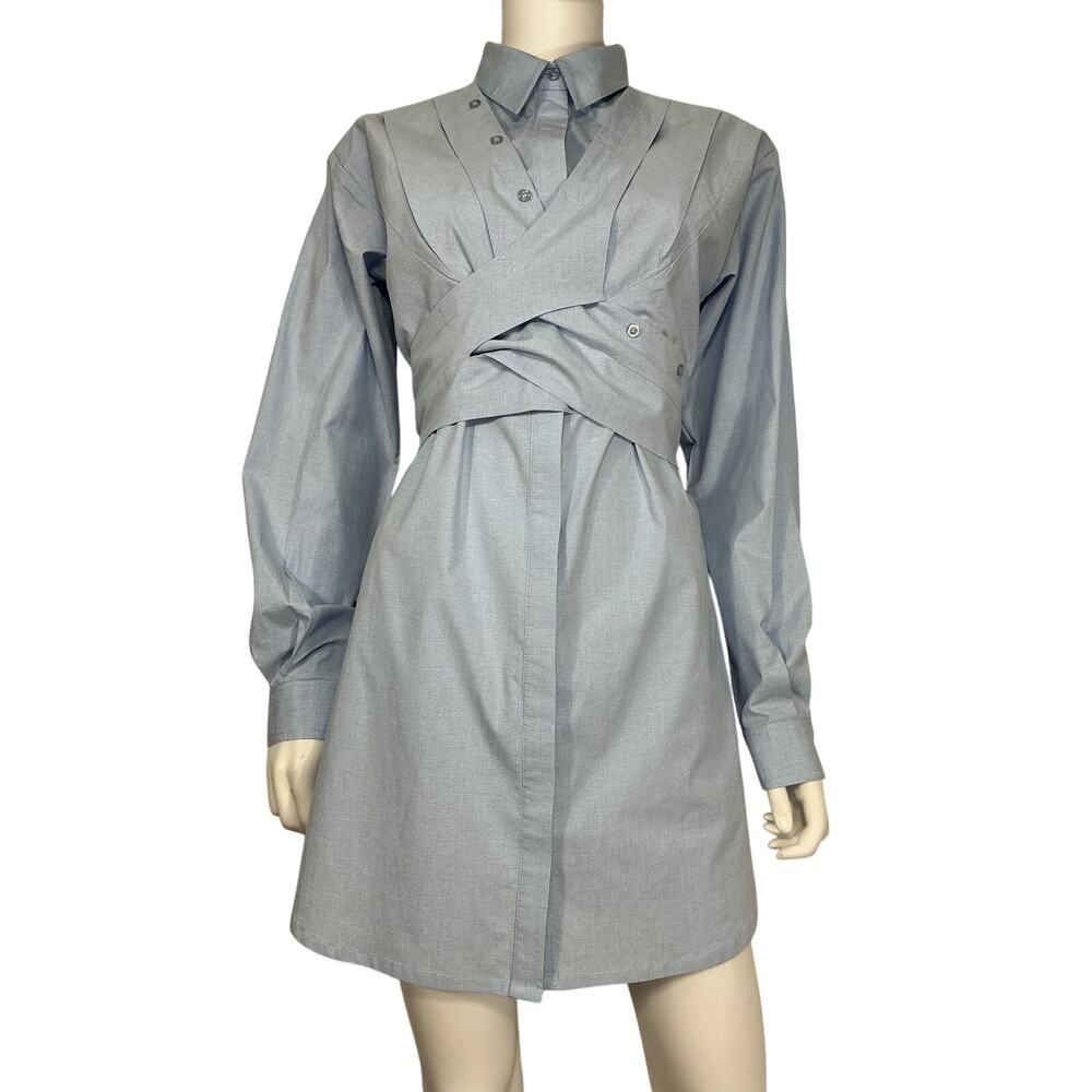Sovere Wrap Blue Dixie Shirt Dress Size M - Picture 2 of 4